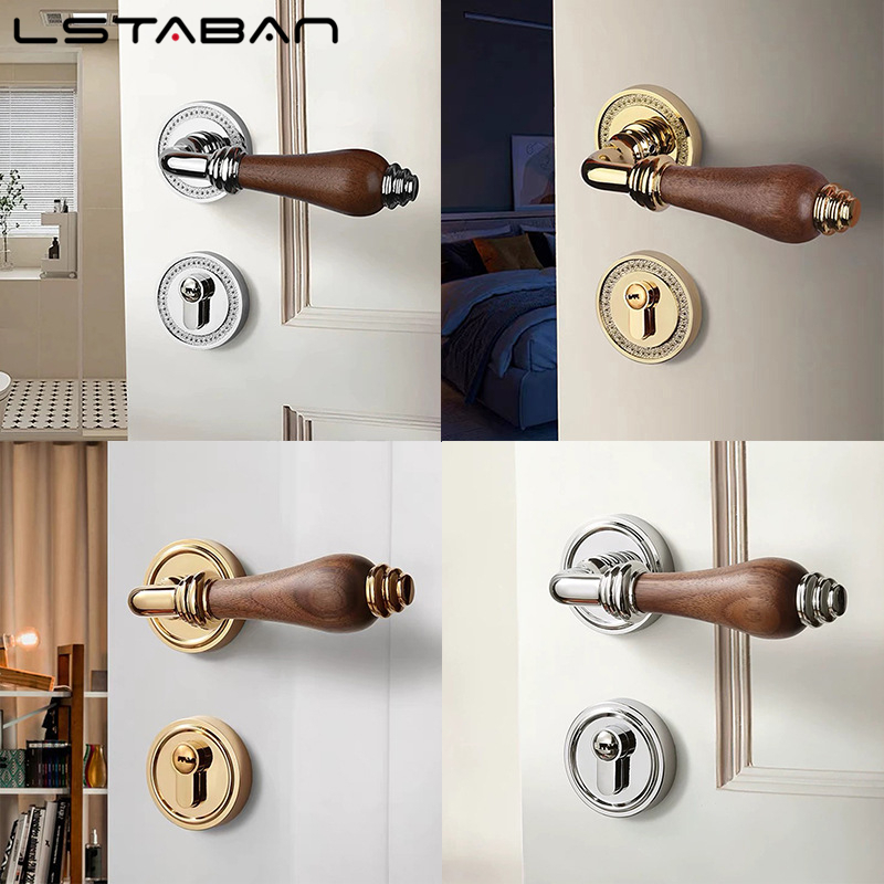 Furniture Hardware Accessories - Avrupa Ceviz Ağacı Kulplu Kapı Kilidi