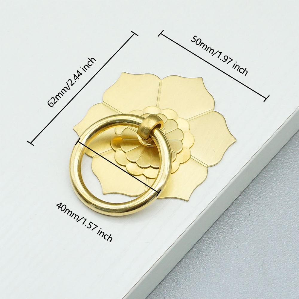Furniture Hardware Drop Pulls - Çiçek Desenli Pirinç Dolap Kapak Kolları