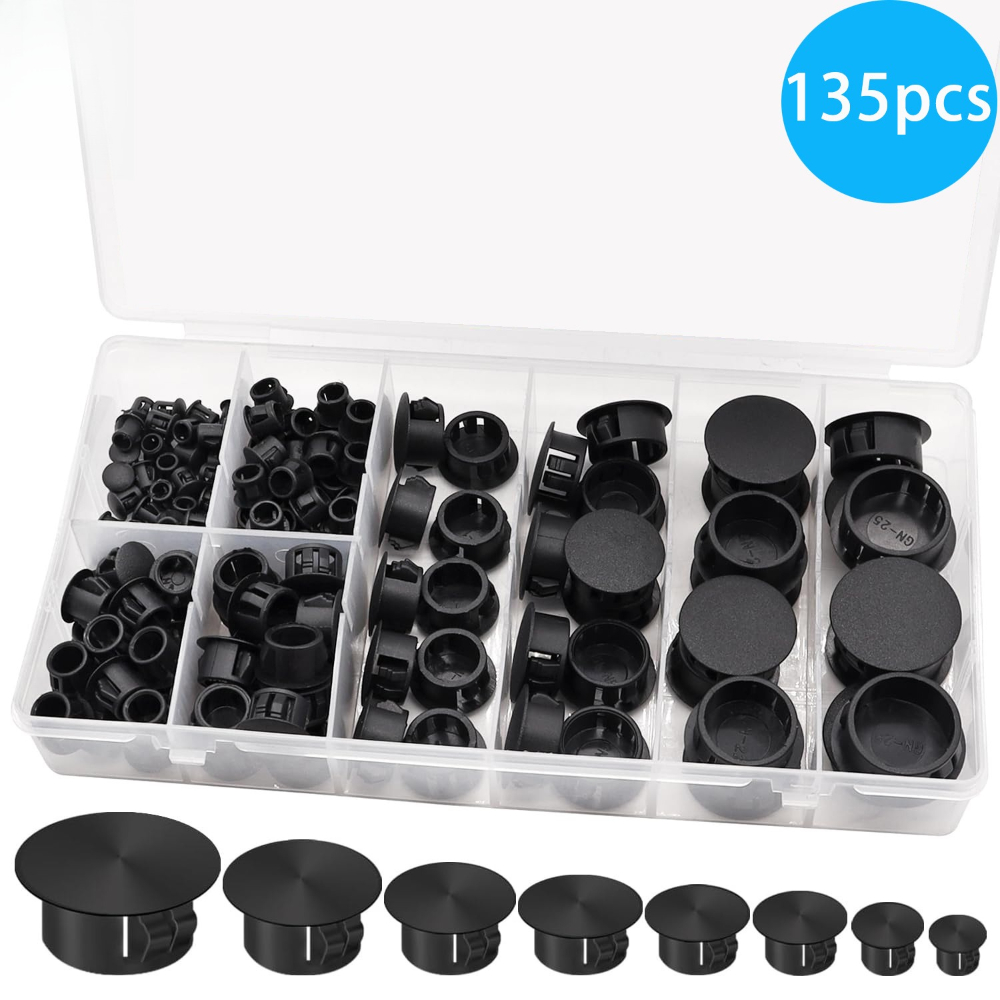 Furniture Screw Type - 135 adet Siyah Kapaklı Vidalı Tip