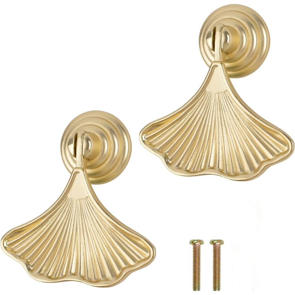 Furniture Hardware Drop Pulls - 2'li Paket Ginkgo Yaprağı Şeklinde Topuz