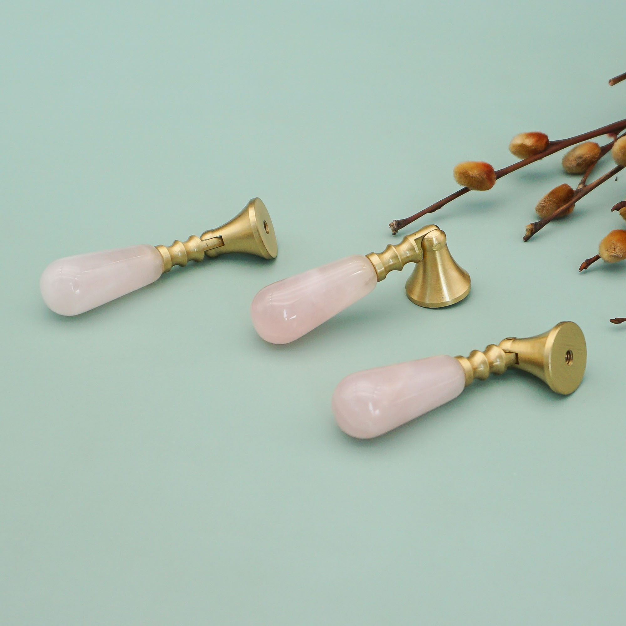 Pembe Kristal + Pirinç Kapı To - Furniture Hardware Drop Pulls incelemesi ve fiyatı